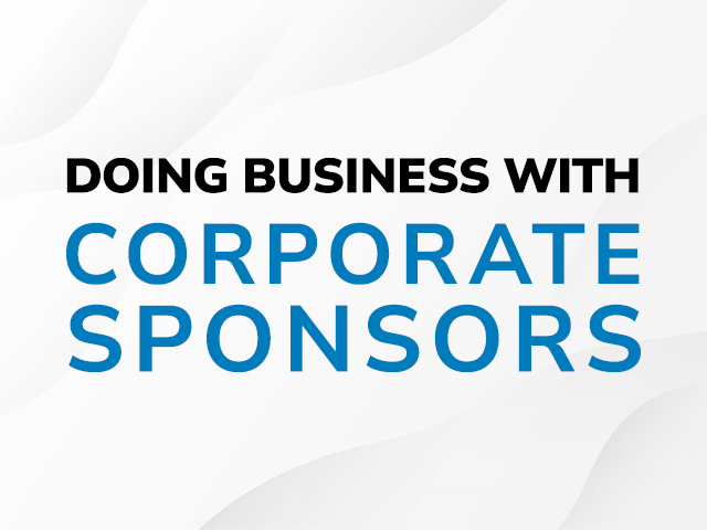 Doing Business with Corporate Sponsors logo on light background.