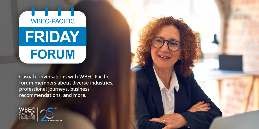 Banner image for WBEC-Pacific's Friday Forum virtual workshop.